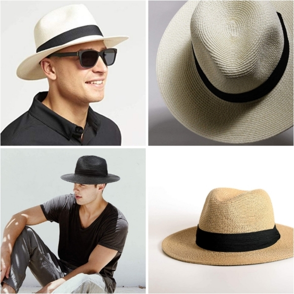 😎 Bestseller New Mens Black Straw Beach Hat 🏖️ - Picture 3 of 4